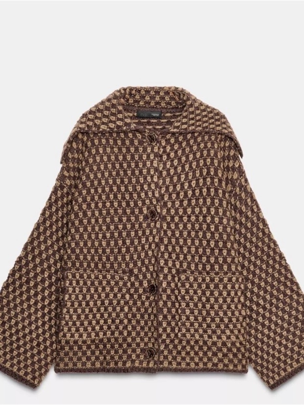 Zara Oversized Knit Jacket Mink Brown - Picture 8 of 12